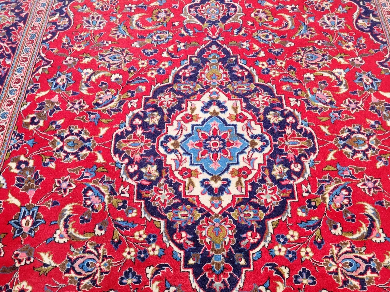 Alfombra Persa Kashan Vintage hecha a mano 8.1' x 11.4' Años 40 - 2K38 Lana en venta