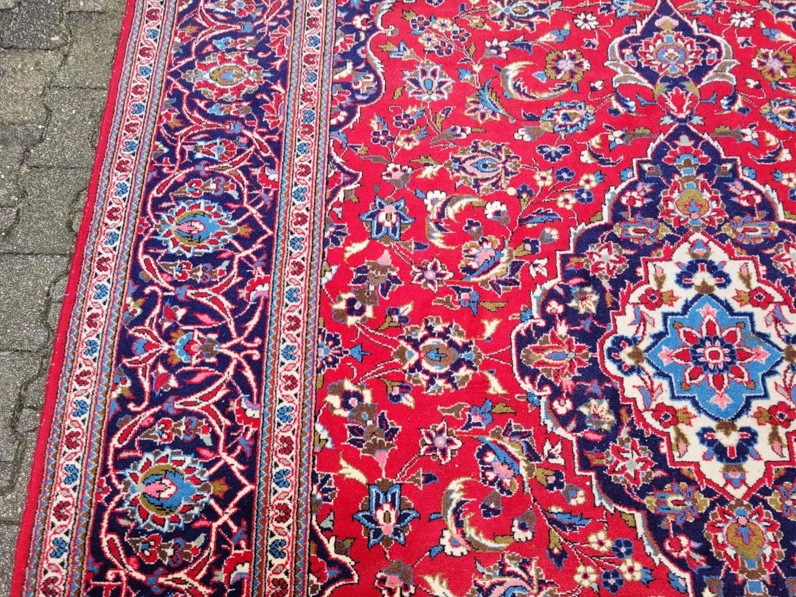 Alfombra Persa Kashan Vintage hecha a mano 8.1' x 11.4' Años 40 - 2K38 en venta 1