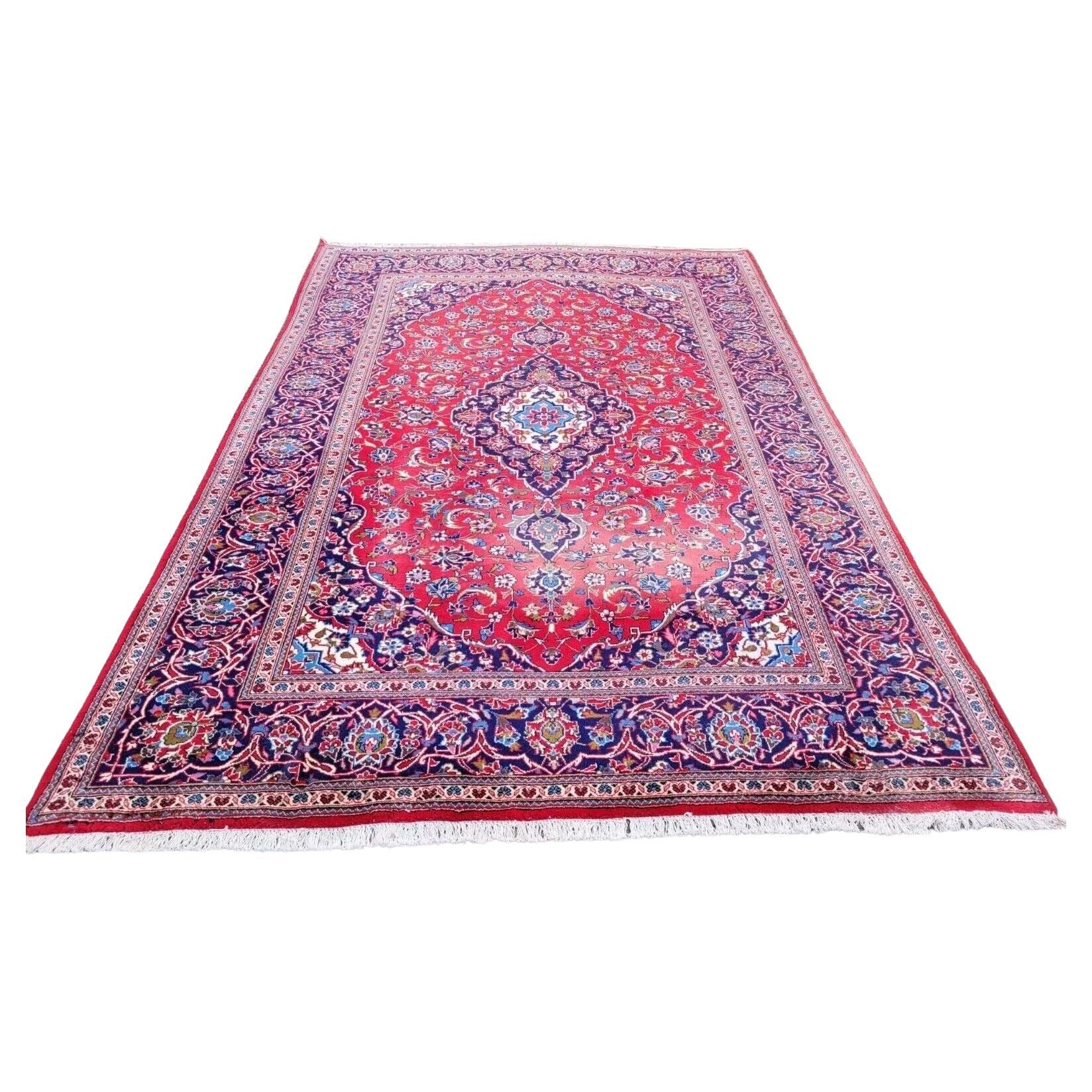 Alfombra Persa Kashan Vintage hecha a mano 8.1' x 11.4' Años 40 - 2K38