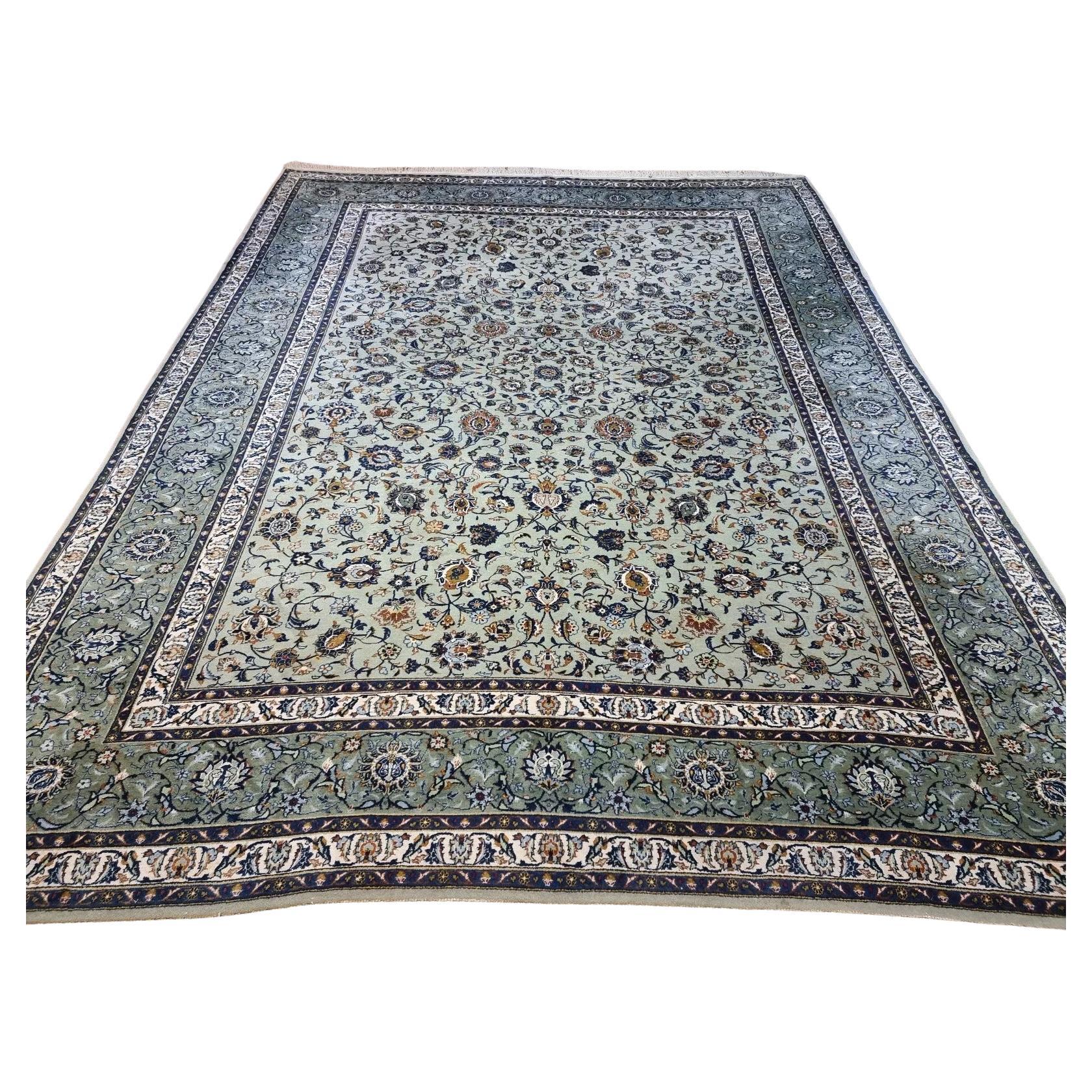 Tapis vintage persan Kashan fait main 9.8' x 11.5' 1970 - 1D204