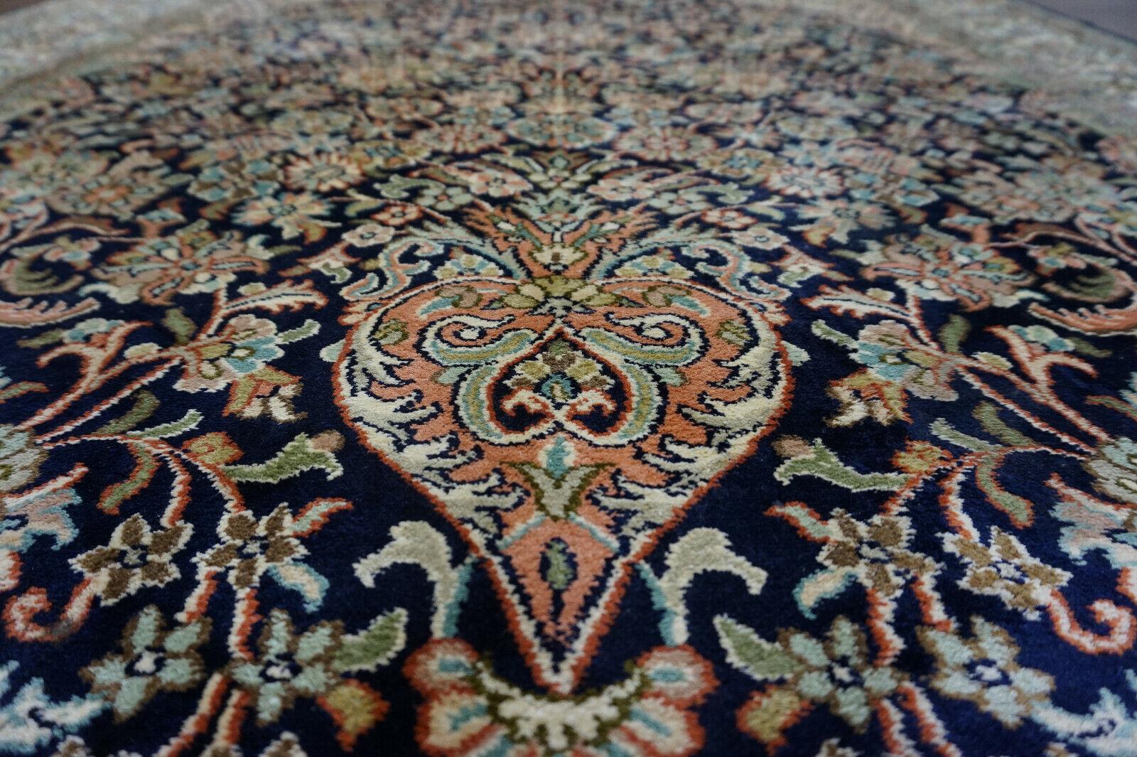 Handgefertigter persischer Kaschmir-Baum des Lebens-Teppich im Vintage-Stil 4.1' x 6.2', 1970er Jahre - 1D58 im Angebot 5