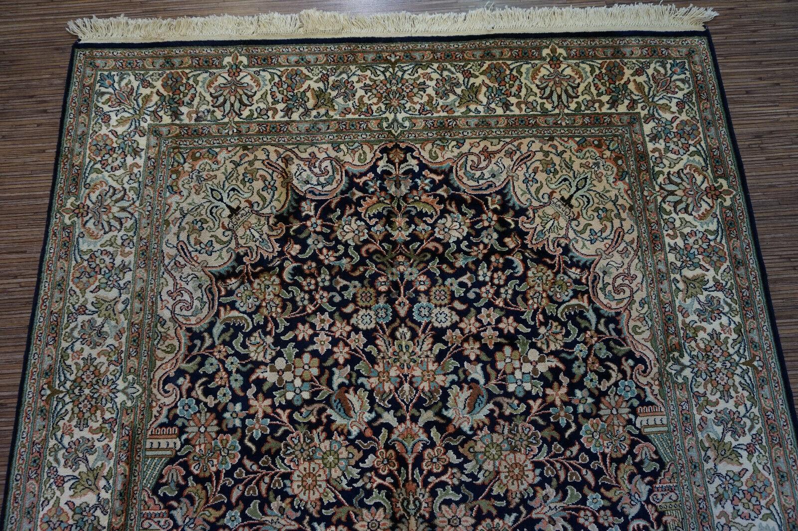 Handgefertigter persischer Kaschmir-Baum des Lebens-Teppich im Vintage-Stil 4.1' x 6.2', 1970er Jahre - 1D58 (Wolle) im Angebot