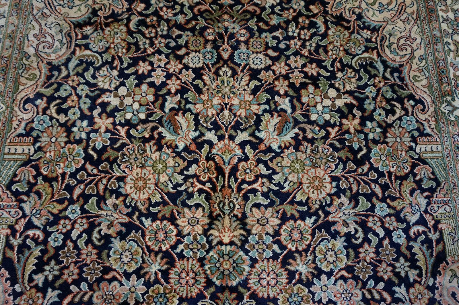 Handgefertigter persischer Kaschmir-Baum des Lebens-Teppich im Vintage-Stil 4.1' x 6.2', 1970er Jahre - 1D58 im Angebot 2