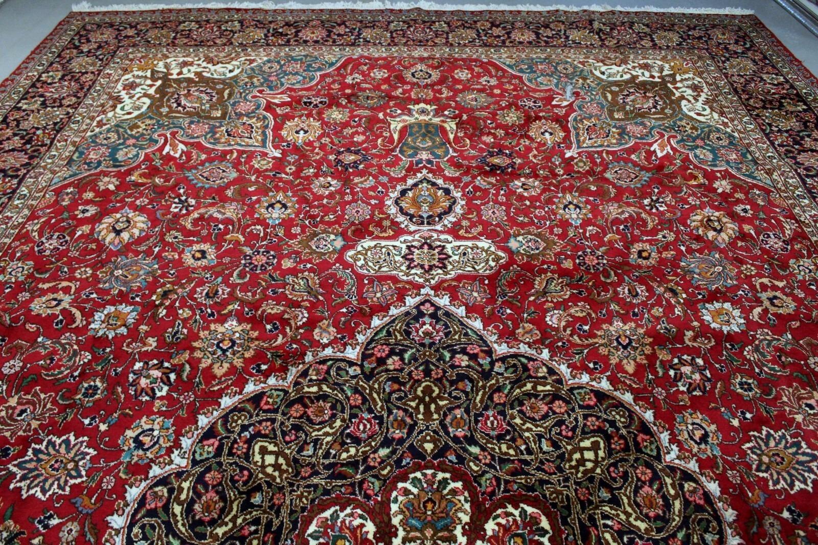 Alfombra persa kazvin vintage hecha a mano 12,4' x 20,8, años 70 - 1K05 en venta 2
