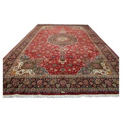 Alfombra persa kazvin vintage hecha a mano 12,4' x 20,8, años 70 - 1K05