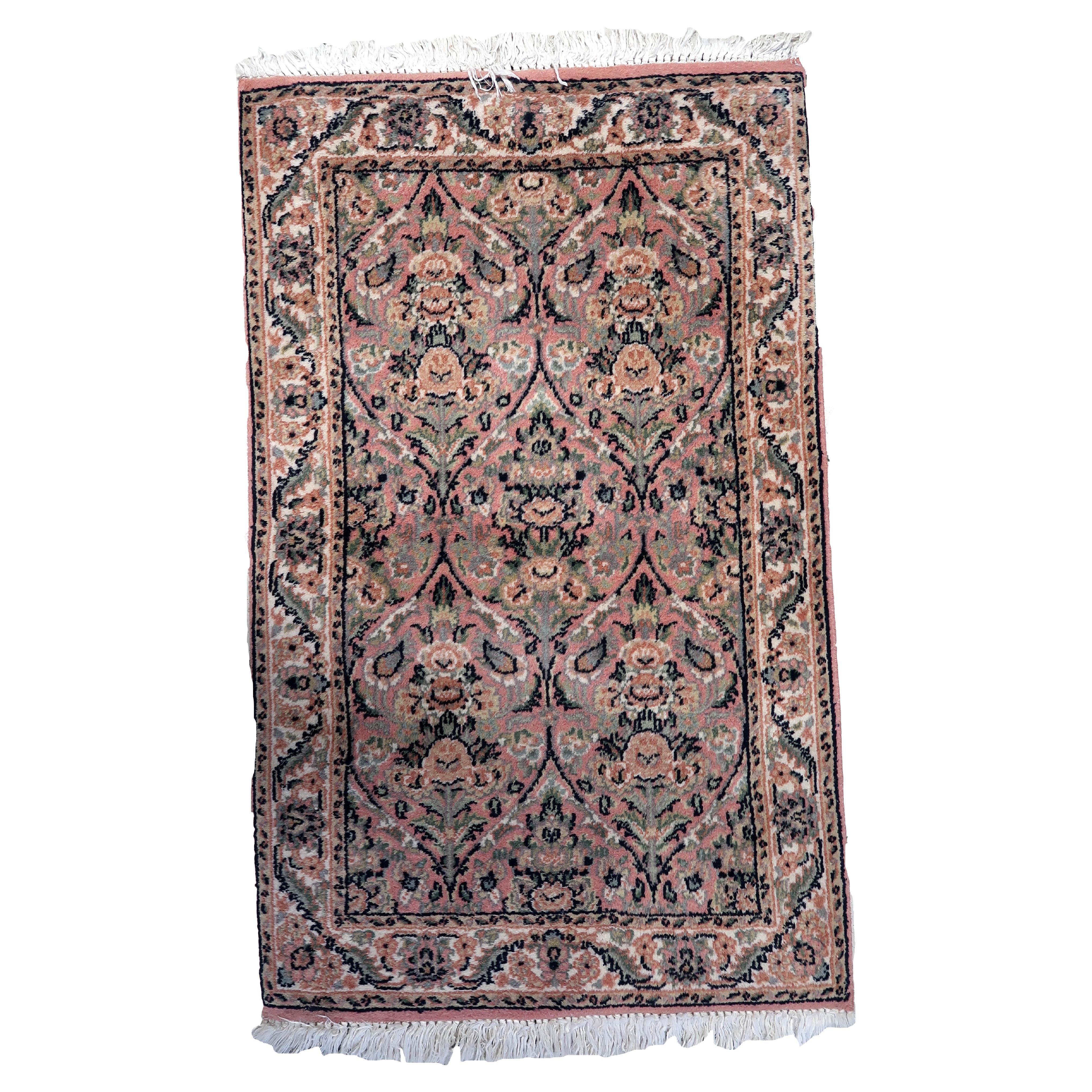 Handgefertigter persischer Kerman-Teppich im Vintage-Stil, 2' x 3.1' (61cm x 97cm) 1950er Jahre -1C1067