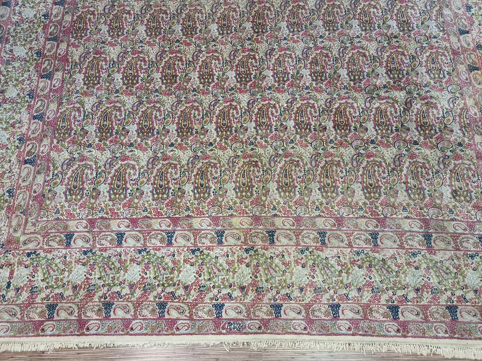 Handgefertigter persischer Kerman-Teppich im Vintage-Stil 9,8' x 13' 1930er Jahre - 1D175 im Zustand „Gut“ im Angebot in Bordeaux, FR
