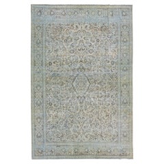 Tappeto a mano vintage in lana beige Mahal con motivo a medaglione