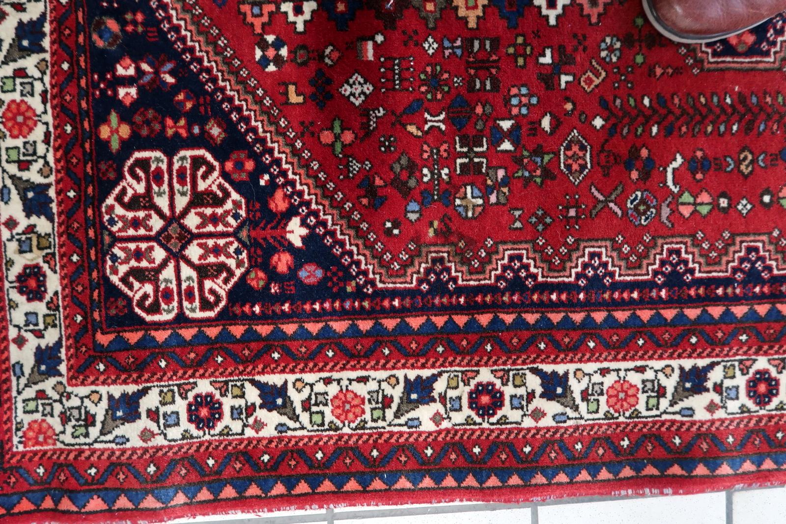 Late 20th Century Handmade Vintage Persian Malayer Rug 3.4' x 4.9' (106cm x 151cm), 1970s - 1C1111 For Sale