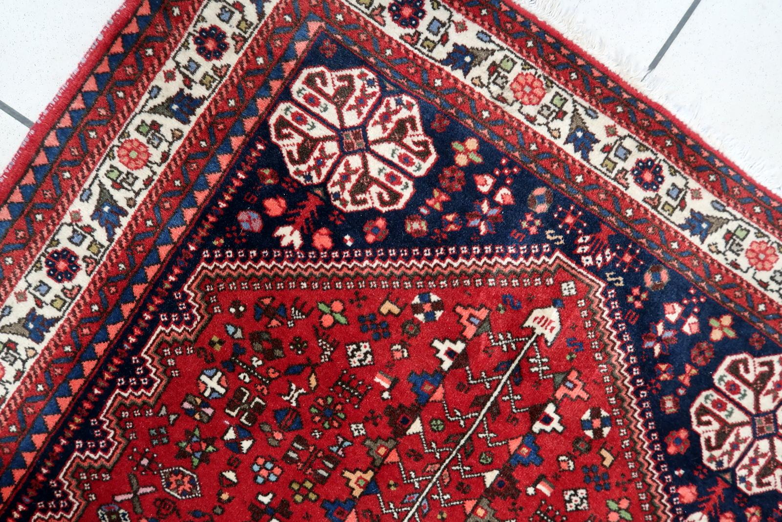 Handmade Vintage Persian Malayer Rug 3.4' x 4.9' (106cm x 151cm), 1970s - 1C1111 For Sale 4
