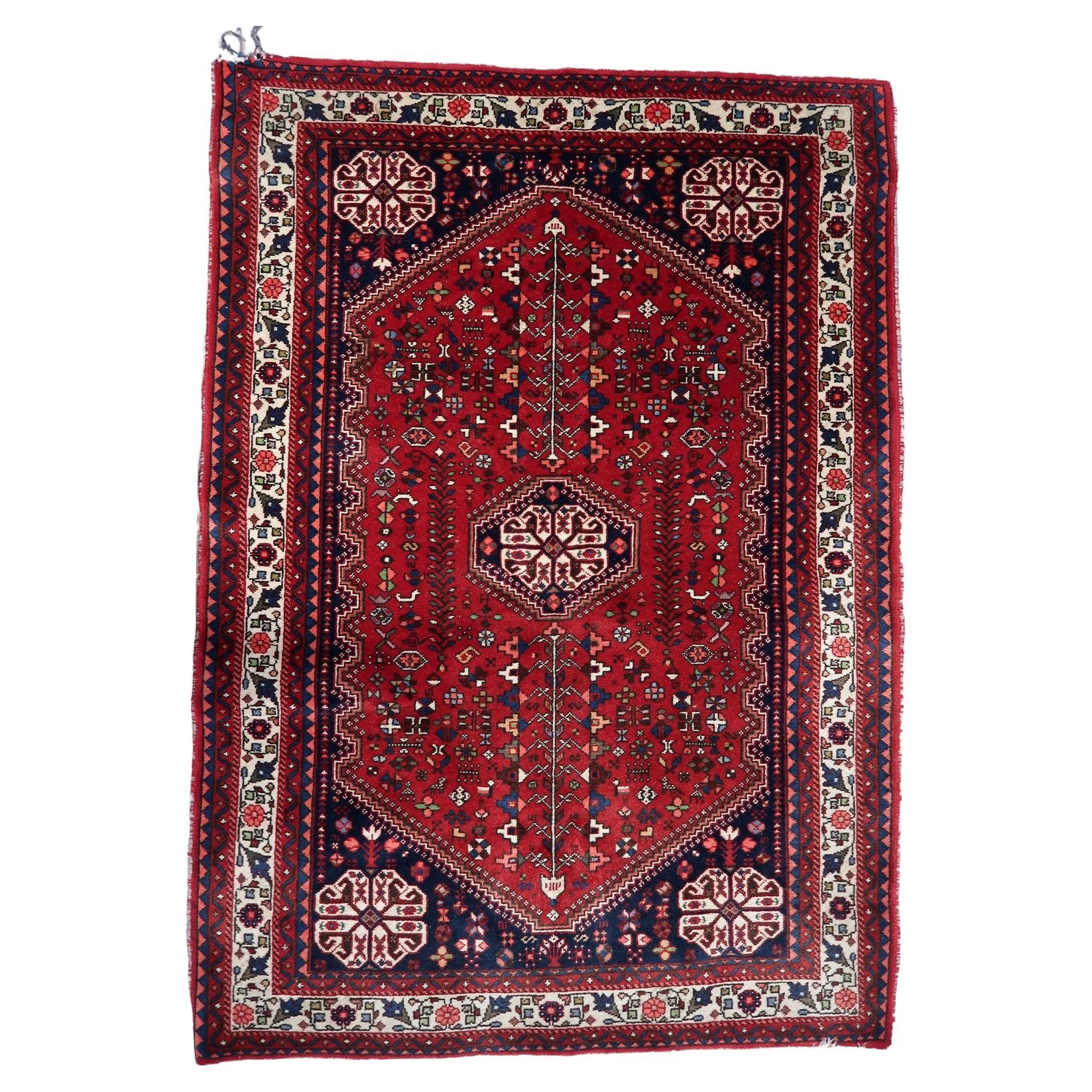 Handgefertigter persischer Malayer-Teppich im Vintage-Stil 3.4' x 4.9' (106cm x 151cm), 1970er Jahre - 1C1111