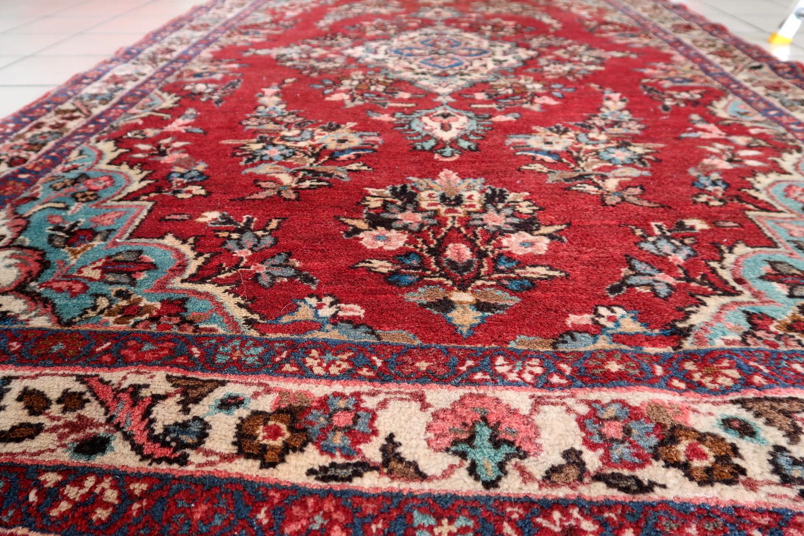 Alfombra Persa Malayer Vintage hecha a mano 4,2' x 6,4', años 50 - 1C1178 en venta 5