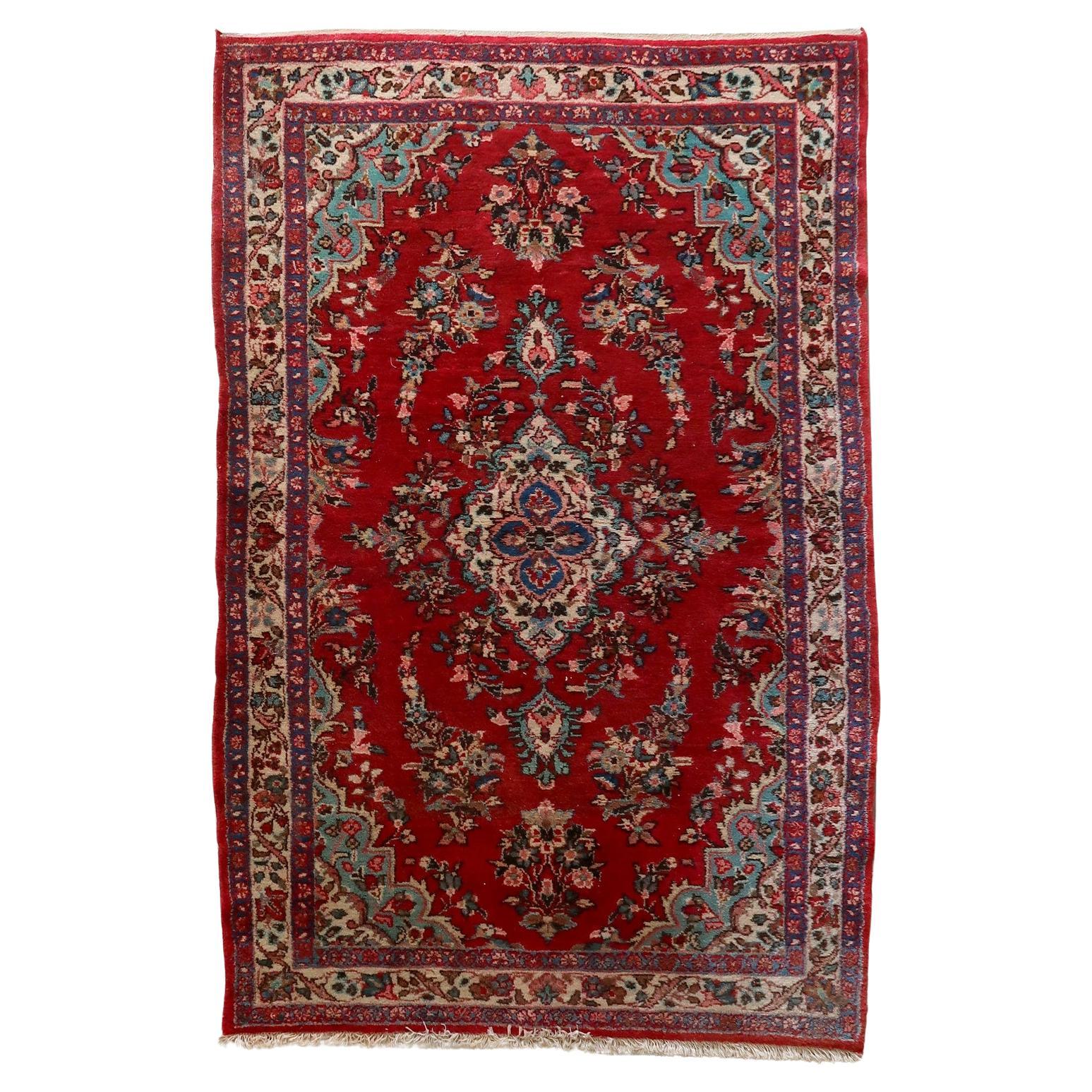 Handmade Vintage Persian Malayer Rug 4.2' x 6.4', 1950s - 1C1178