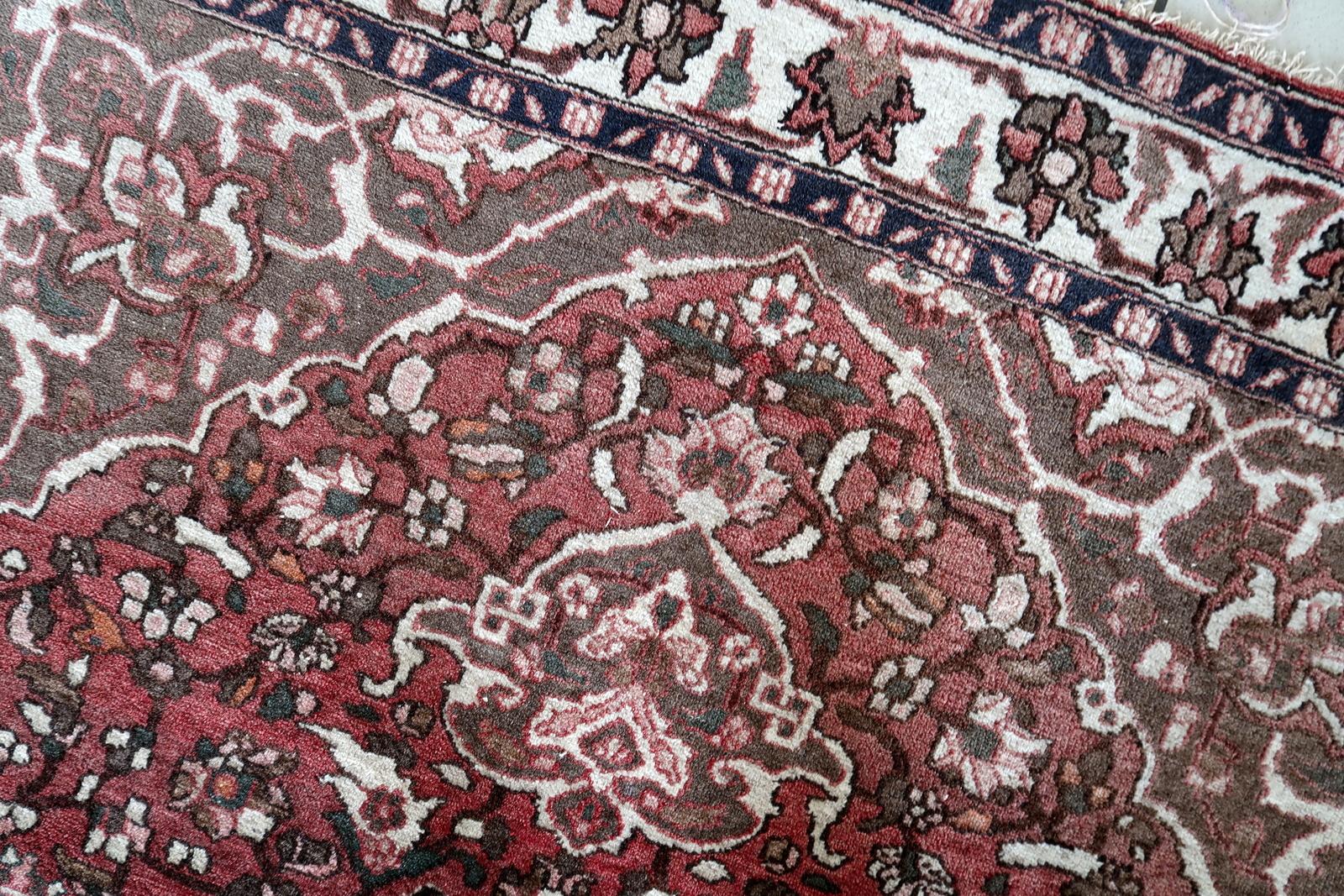 Tapis vintage persan Malayer fait main 4.7' x 6.5' 1960s - 1С1173 Bon état - En vente à Bordeaux, FR
