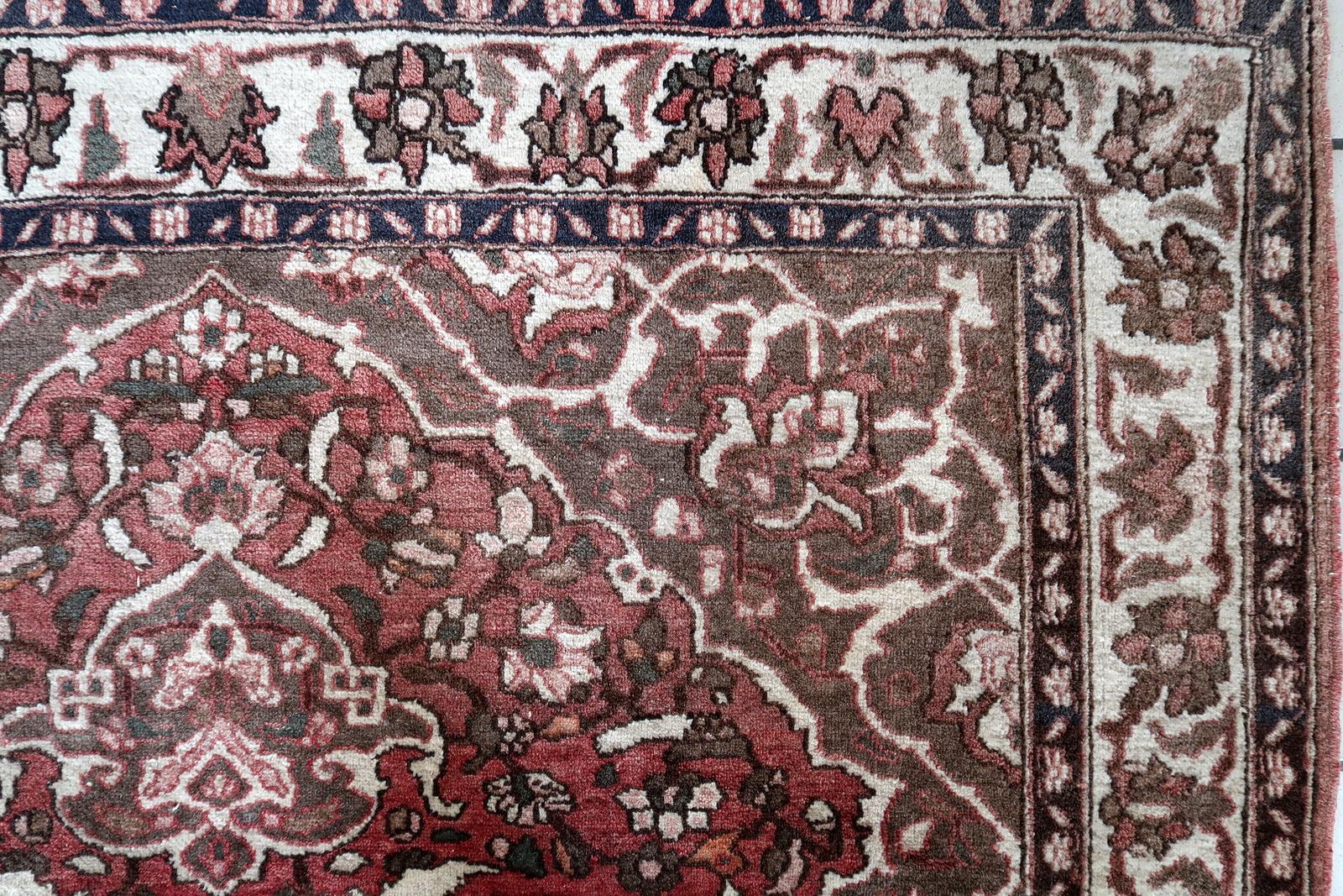 Milieu du XXe siècle Tapis vintage persan Malayer fait main 4.7' x 6.5' 1960s - 1С1173 en vente