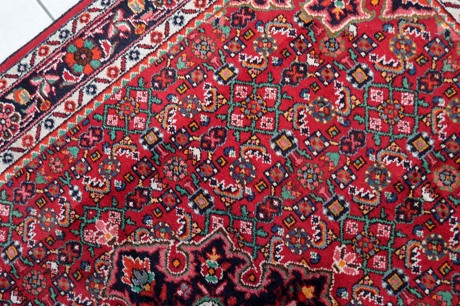 Laine Tapis persan Malayer vintage fait à la main 5,4' x 7,1' (167 cm x 219 cm), années 1960 - 1C1110 en vente