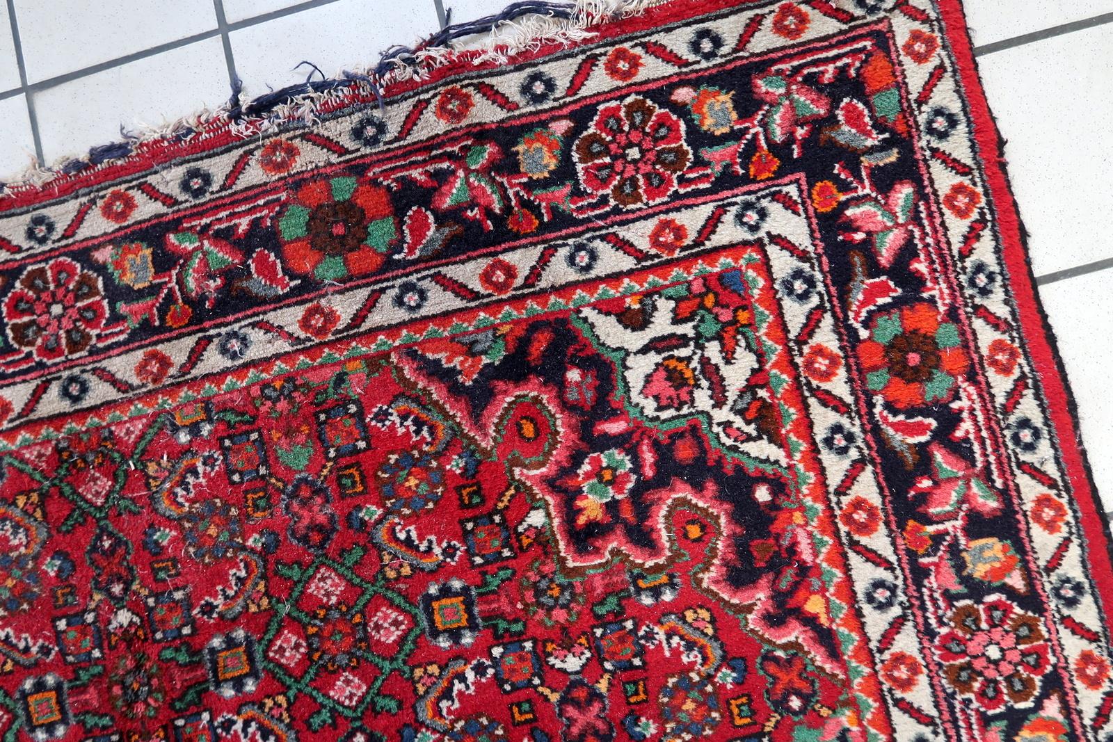 Handmade Vintage Persian Malayer Rug 5.4' x 7.1' (167cm x 219cm), 1960s - 1C1110 For Sale 3