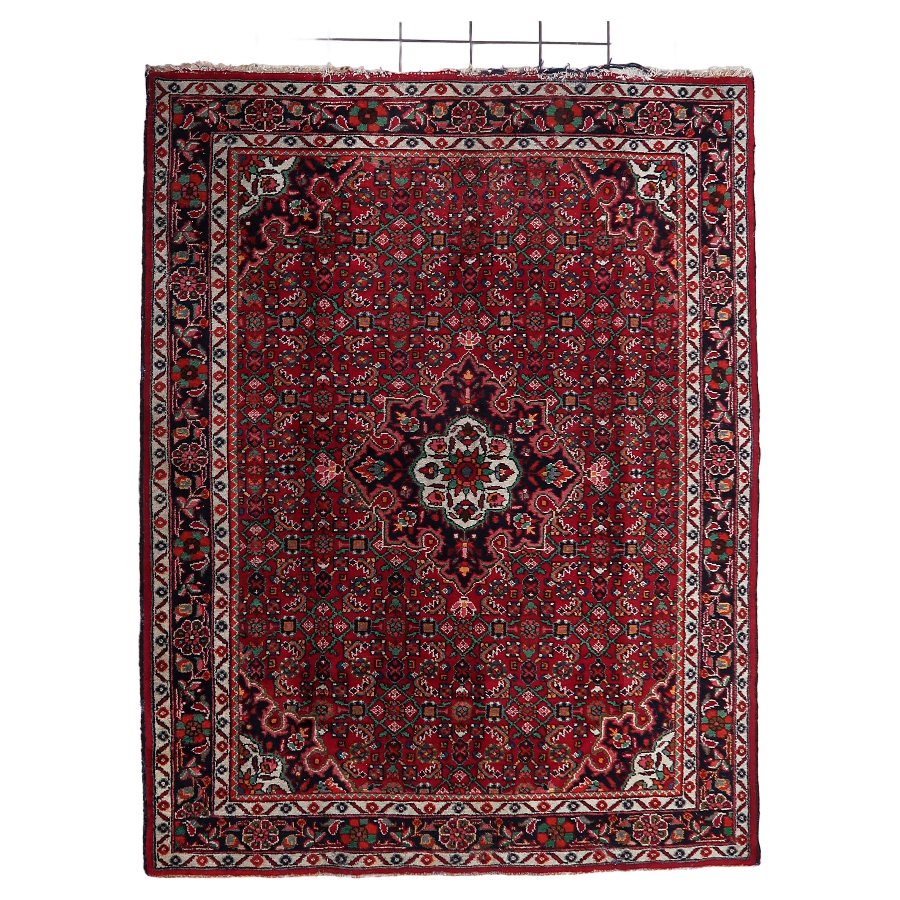 Tapis persan Malayer vintage fait à la main 5,4' x 7,1' (167 cm x 219 cm), années 1960 - 1C1110