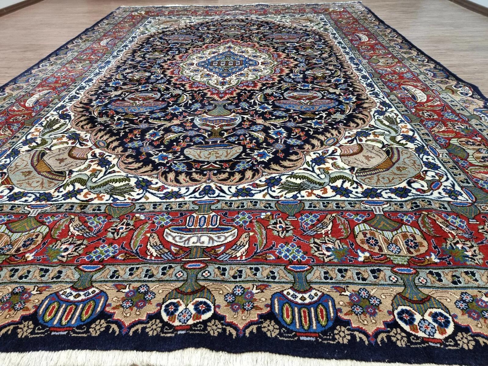 Handgefertigter persischer Mashad-Teppich 8,1' x 11,5' 1960er Jahre - 1D203 (Mitte des 20. Jahrhunderts) im Angebot