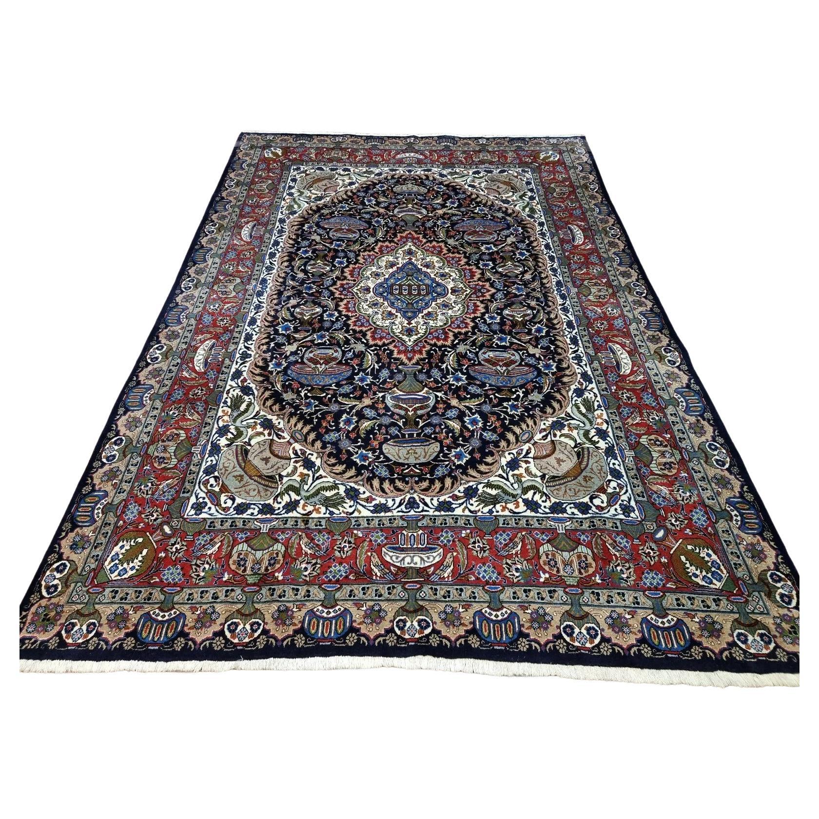 Tapis persan Mashad fait à la main 8.1' x 11,5' 1960s - 1D203