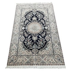 Handmade Vintage Persian Nain Rug, 1960s, Wool, Floral, 4.4 x 6.7 ft -1N124