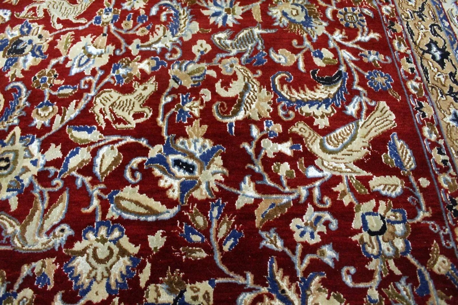 Handmade Vintage Persian Nain Rug with Silk, Animal Motif, 1950s, 1K01 For Sale 4