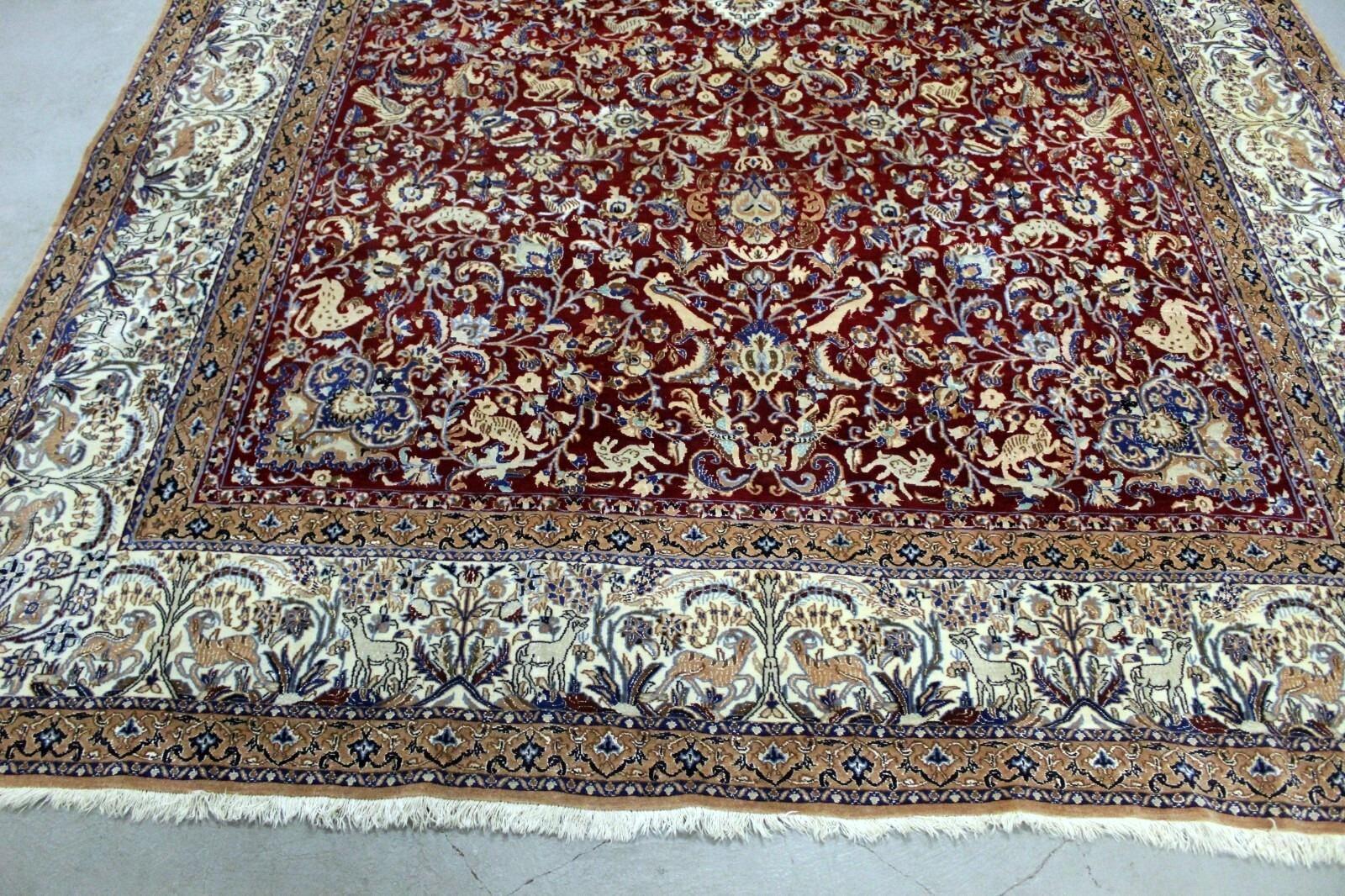German Handmade Vintage Persian Nain Rug with Silk, Animal Motif, 1950s, 1K01 For Sale