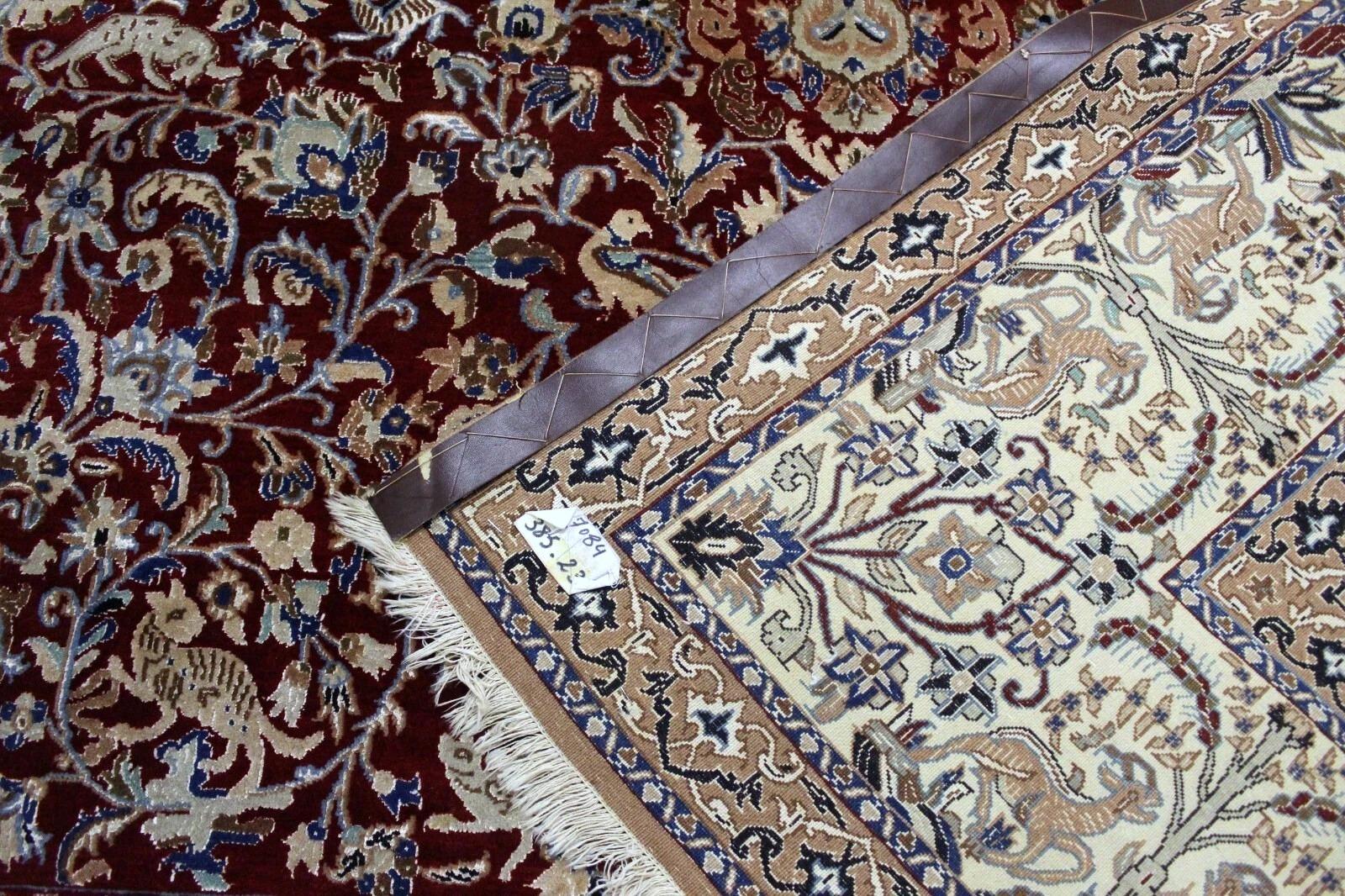 Handmade Vintage Persian Nain Rug with Silk, Animal Motif, 1950s, 1K01 For Sale 2