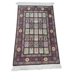 Handmade Vintage Persian Qum Silk Rug 1.9' x 2.9' 1980s - 1D165