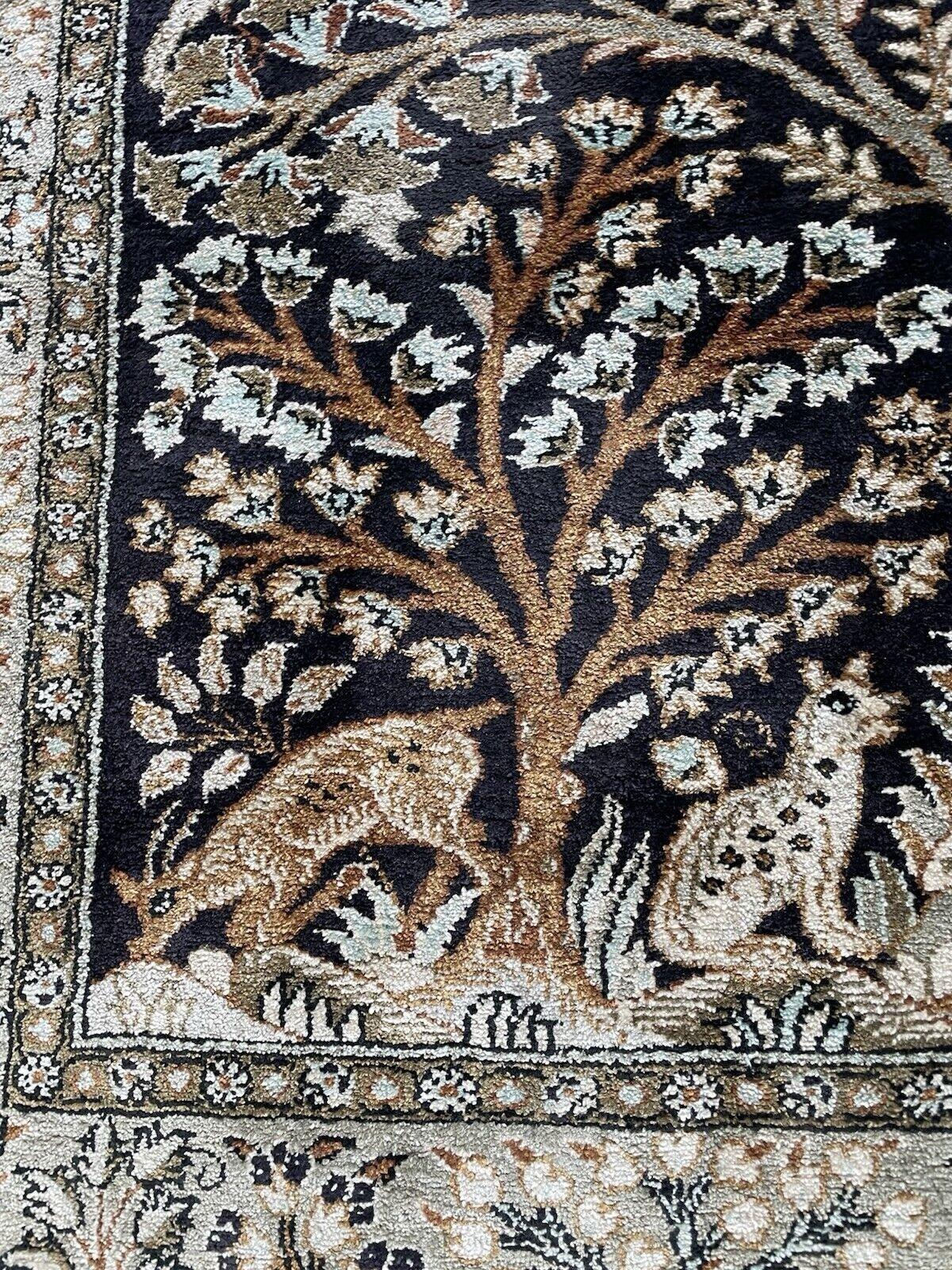 Tapis de soie Qum persan vintage fait main 2.4' x 4', 1970 - 1N97 en vente 5