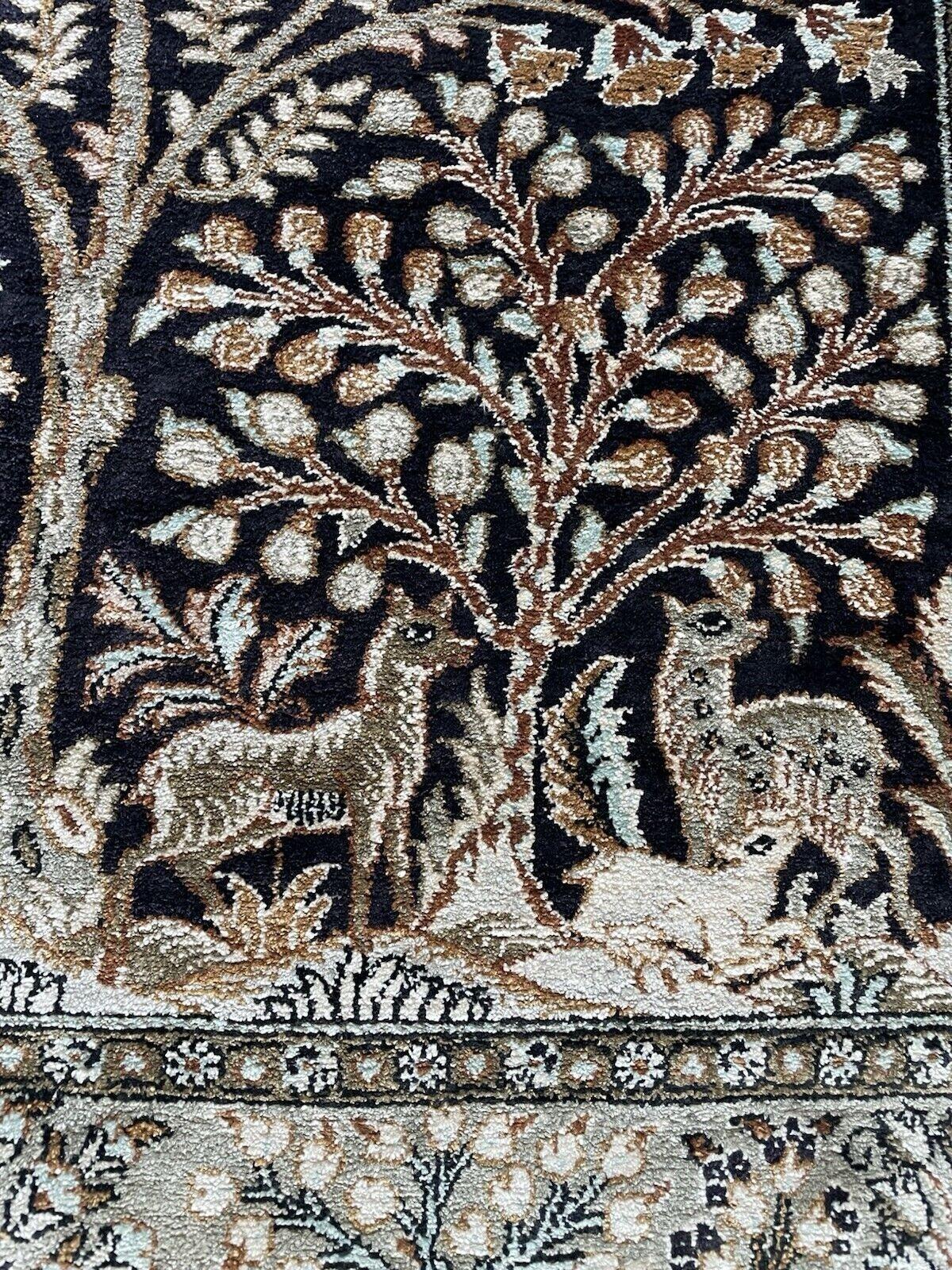 Tapis de soie Qum persan vintage fait main 2.4' x 4', 1970 - 1N97 en vente 6