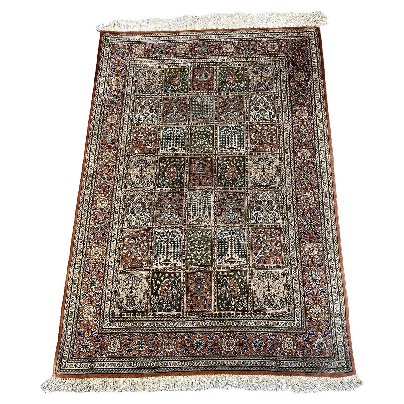 Handgefertigte Vintage Persisch Qum Seidenteppich 2,6' x 3,7', 1950er Jahre - 1N49