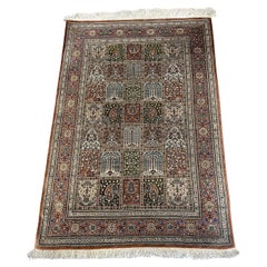 Handmade Vintage Persian Qum Silk Rug 2.6' x 3.7', 1950s - 1N49