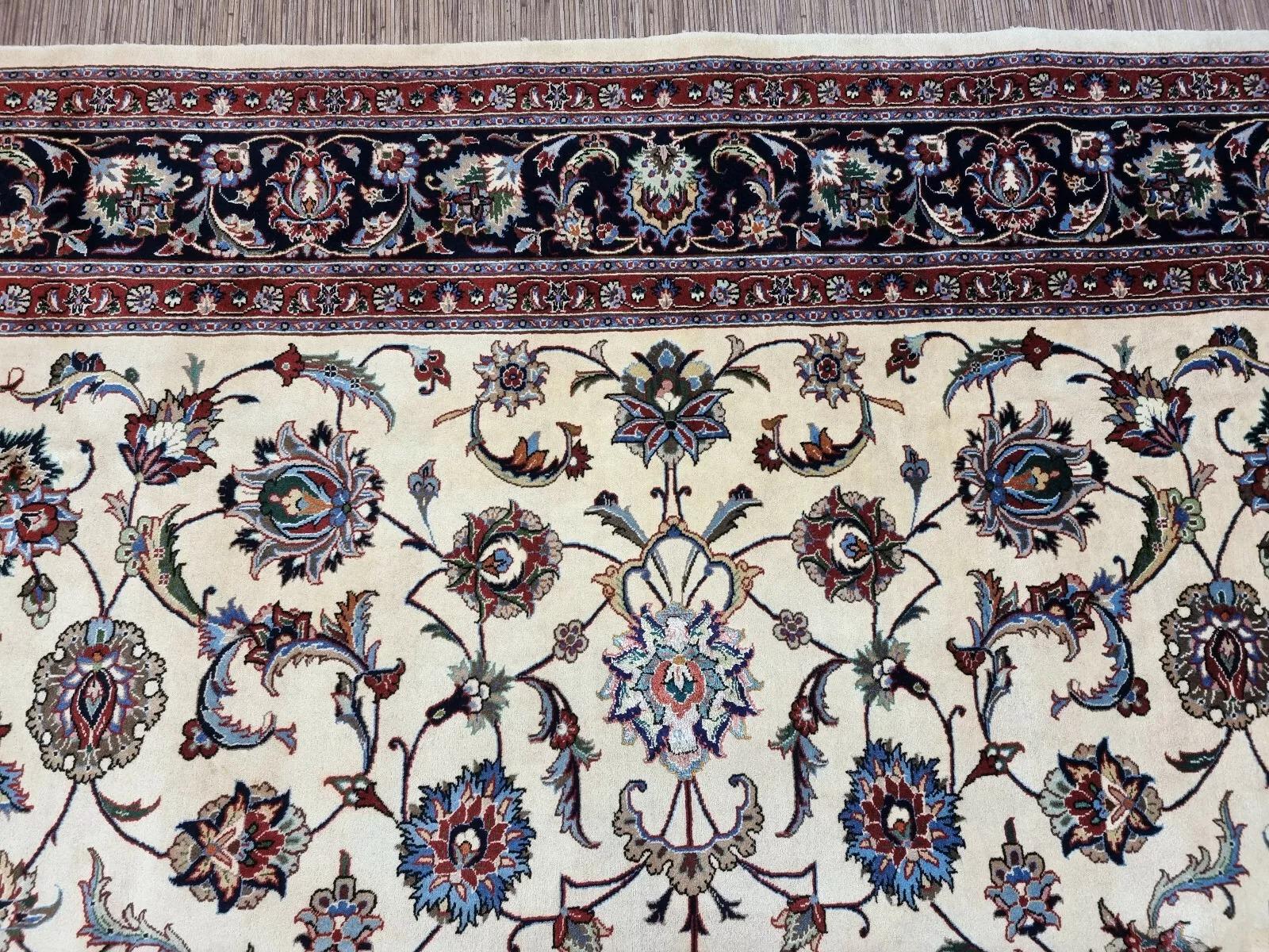 Annodato a mano Tappeto Sarouk persiano vintage fatto a mano con seta 8,2' x 11,5' anni '80 - 1D172 in vendita