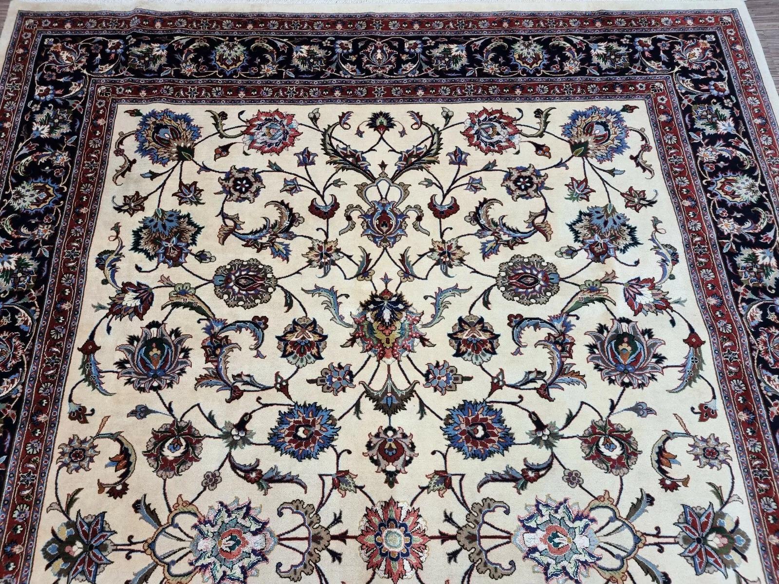 Lana Tappeto Sarouk persiano vintage fatto a mano con seta 8,2' x 11,5' anni '80 - 1D172 in vendita