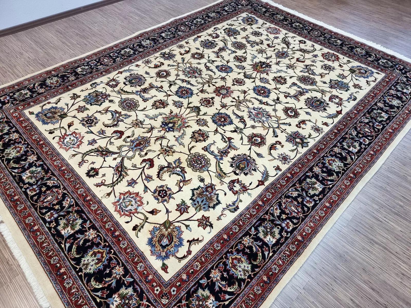 Tappeto Sarouk persiano vintage fatto a mano con seta 8,2' x 11,5' anni '80 - 1D172 in vendita 1