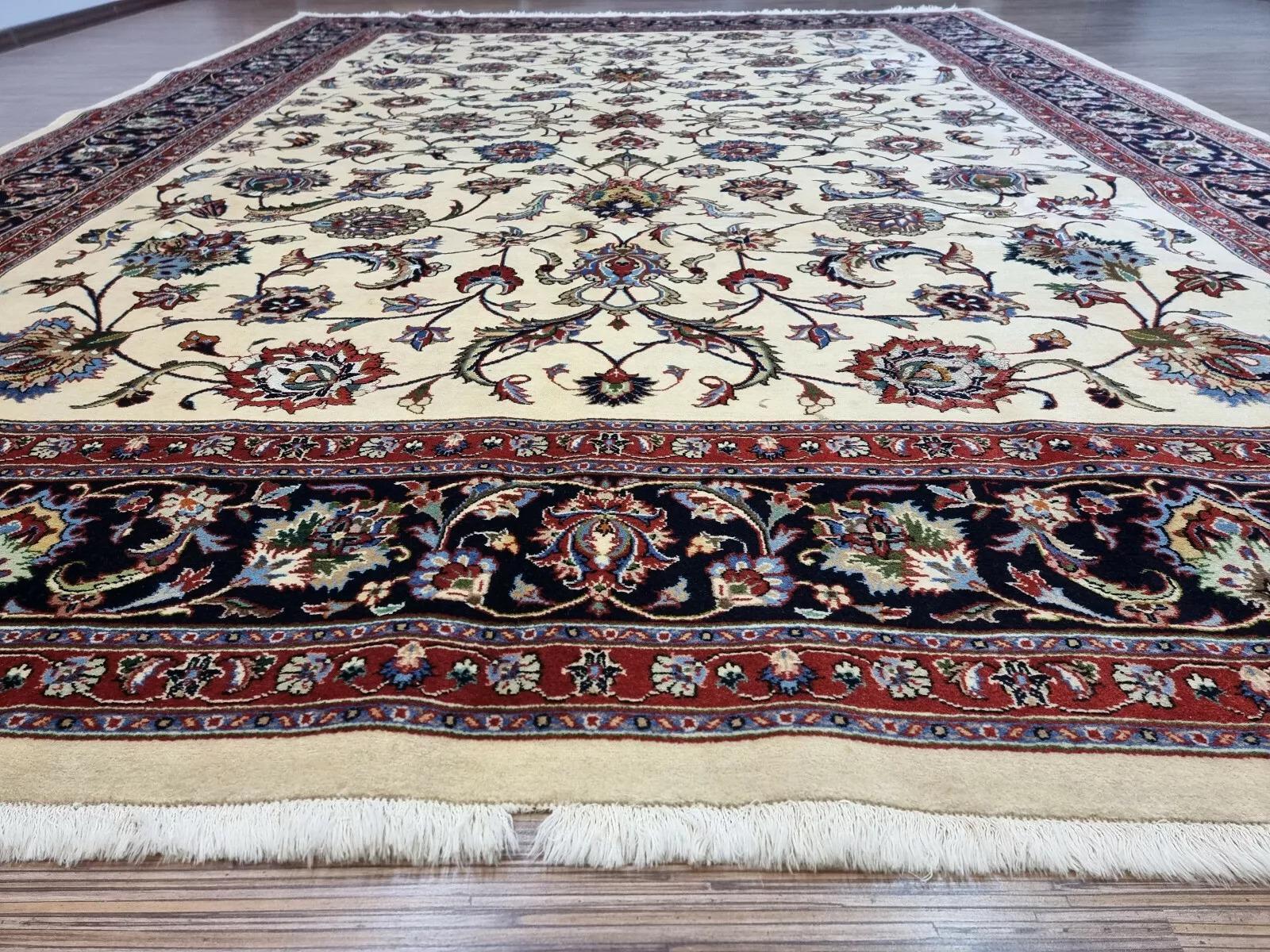 Tappeto Sarouk persiano vintage fatto a mano con seta 8,2' x 11,5' anni '80 - 1D172 in vendita 2