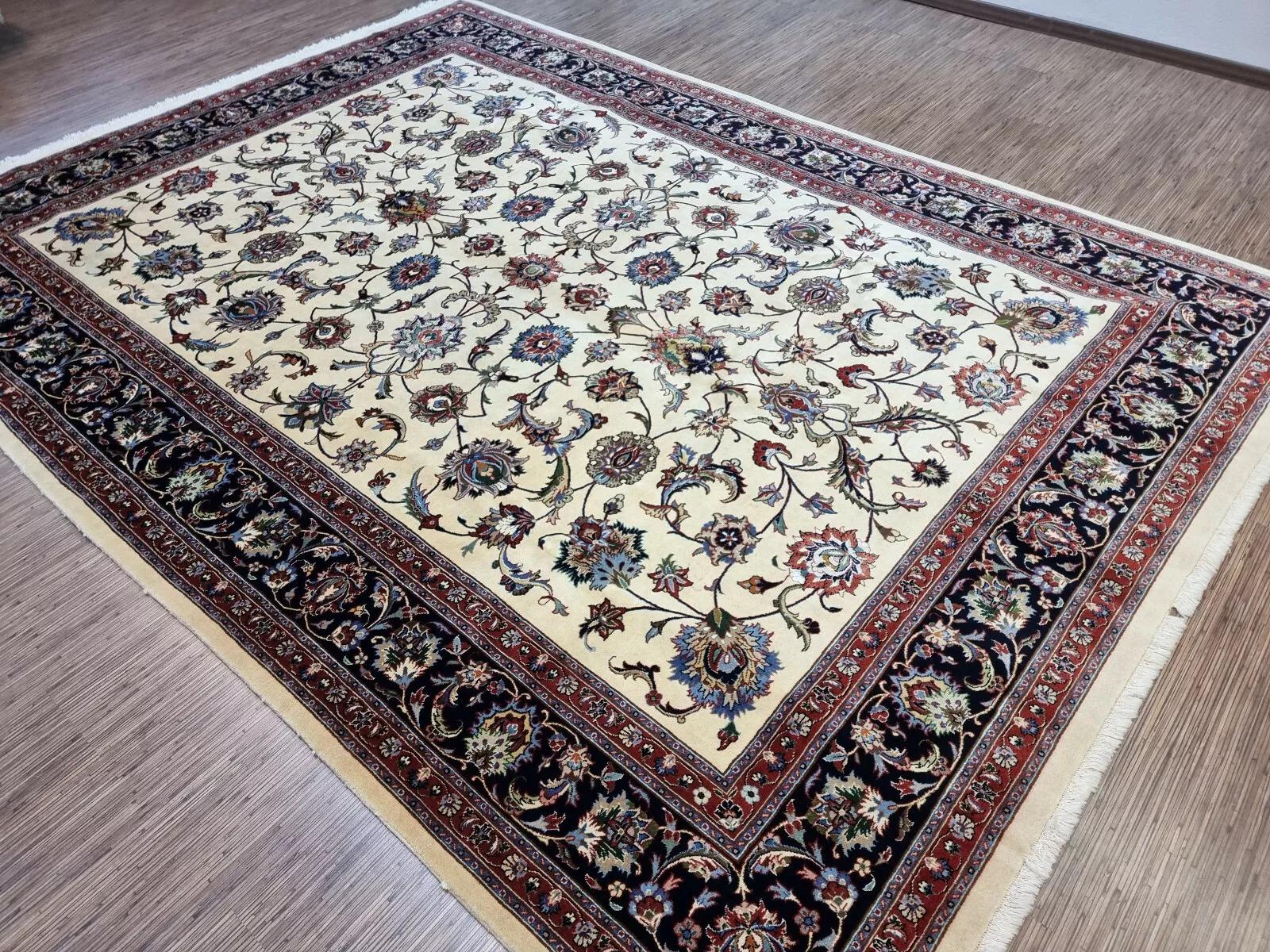 Tappeto Sarouk persiano vintage fatto a mano con seta 8,2' x 11,5' anni '80 - 1D172 in vendita 3