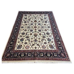 Alfombra Persa Sarouk Vintage Hecha a Mano Con Seda 8.2' x 11.5' Años 80 - 1D172