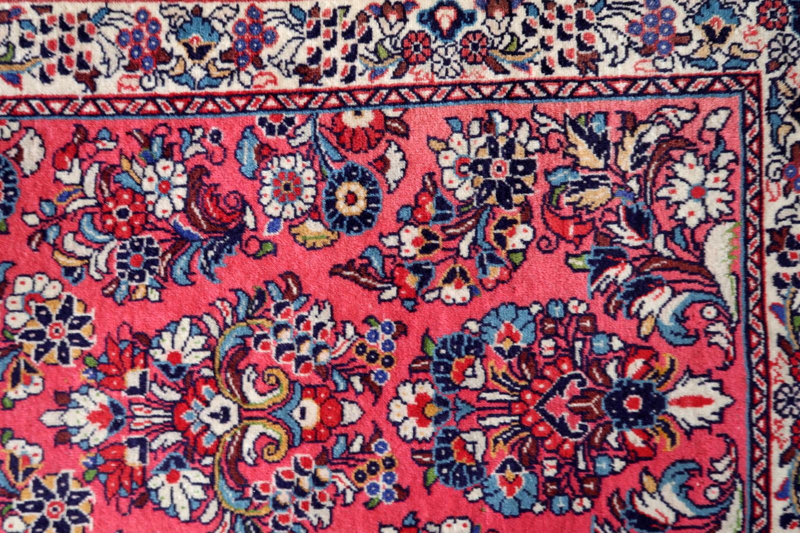 Handmade Vintage Persian Sarouk Runner 2.6' x 6.8', 1960s - 1C1099 In Good Condition For Sale In Bordeaux, FR