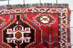 Handmade Vintage Persian Shiraz Rug 1940s Tribal Red Wool 3.8 x 5.1 ft -1C1270