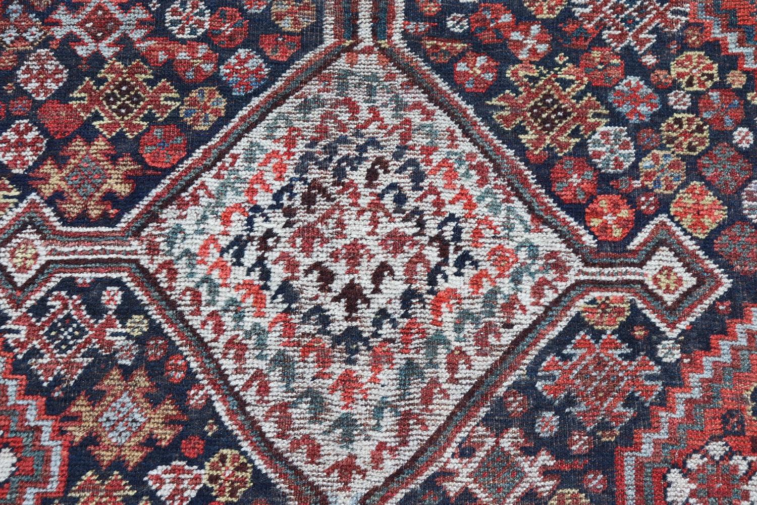 Wool Handmade Vintage Persian Shiraz Rug, 1950s For Sale