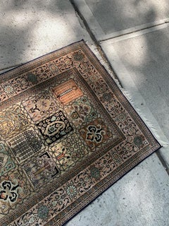 Handmade Vintage Persian Silk Qum Rug 2.5' x 4.2' 1960s - 2B45