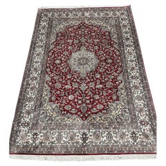 Alfombra Qum de seda persa vintage hecha a mano 5' x 7.3' años 70 - 1N76