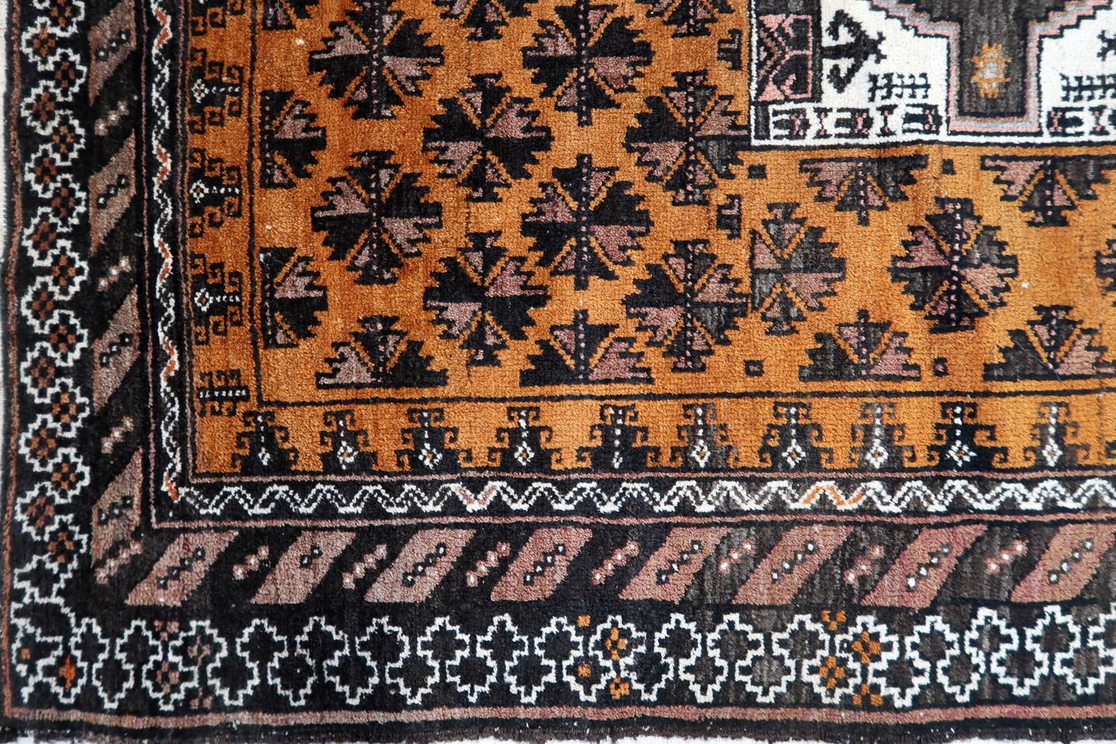 Handgefertigter antiker afghanischer Baluch-Teppich 3,5' x 6.2', 1920er Jahre - 1C1117 im Angebot 2