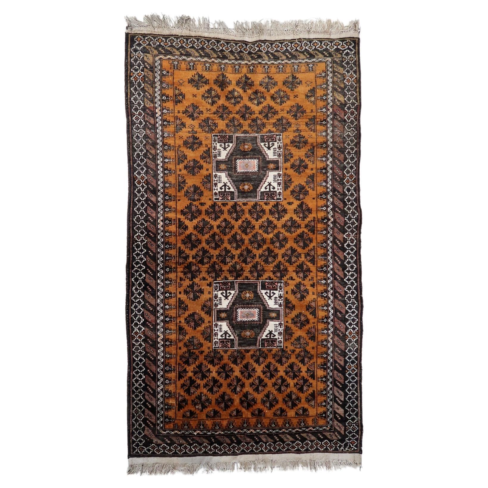 Handmade Antique Afghan Baluch Rug 3.5' x 6.2', 1920s - 1C1117