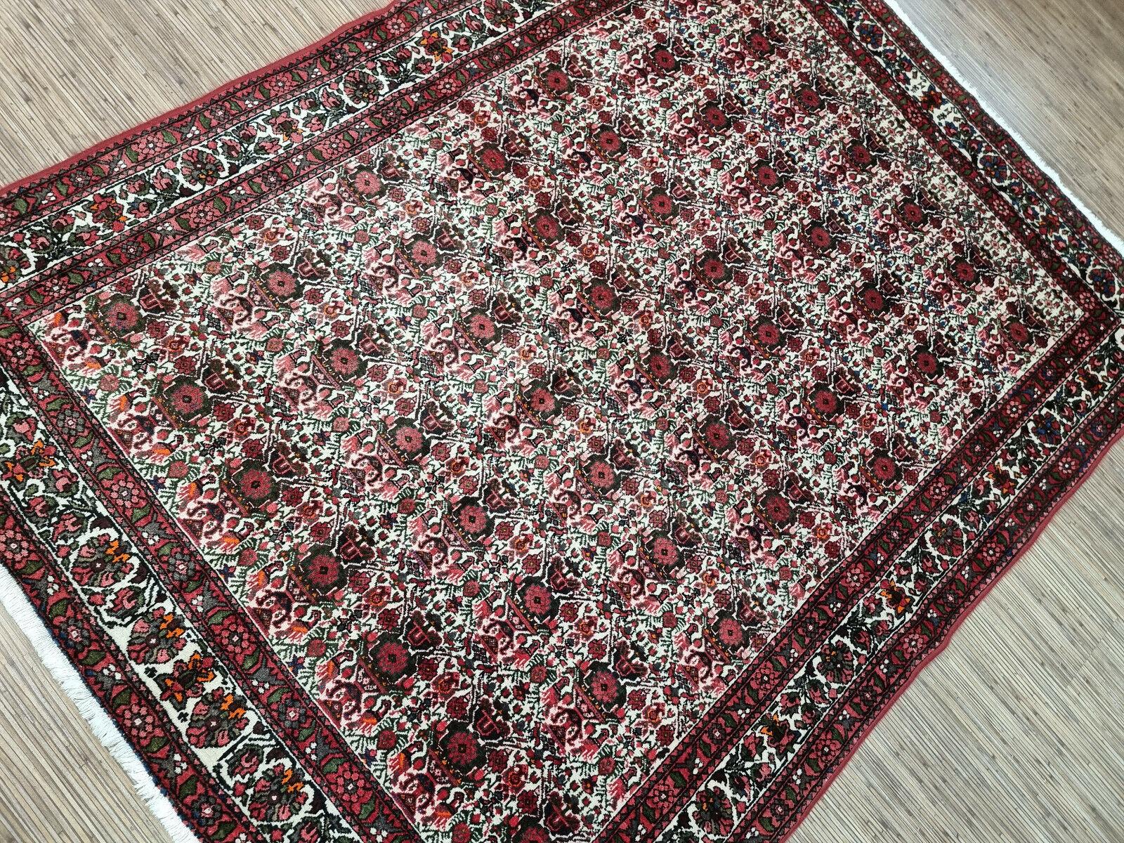 Handgefertigter Afshar-Teppich im persischen Stil im Vintage-Stil 4,9' x 6,5', 1950er Jahre - 1D97 im Angebot 5