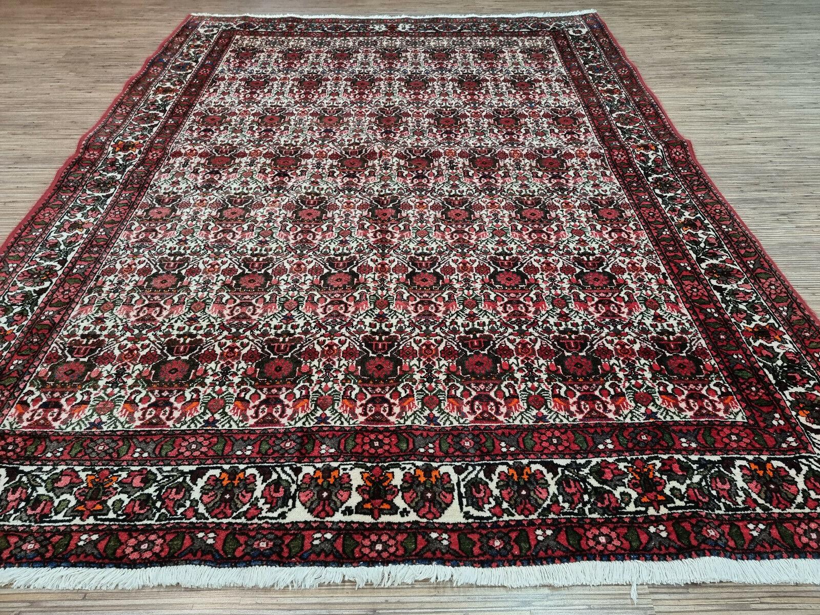 Handgefertigter Afshar-Teppich im persischen Stil im Vintage-Stil 4,9' x 6,5', 1950er Jahre - 1D97 (Handgeknüpft) im Angebot