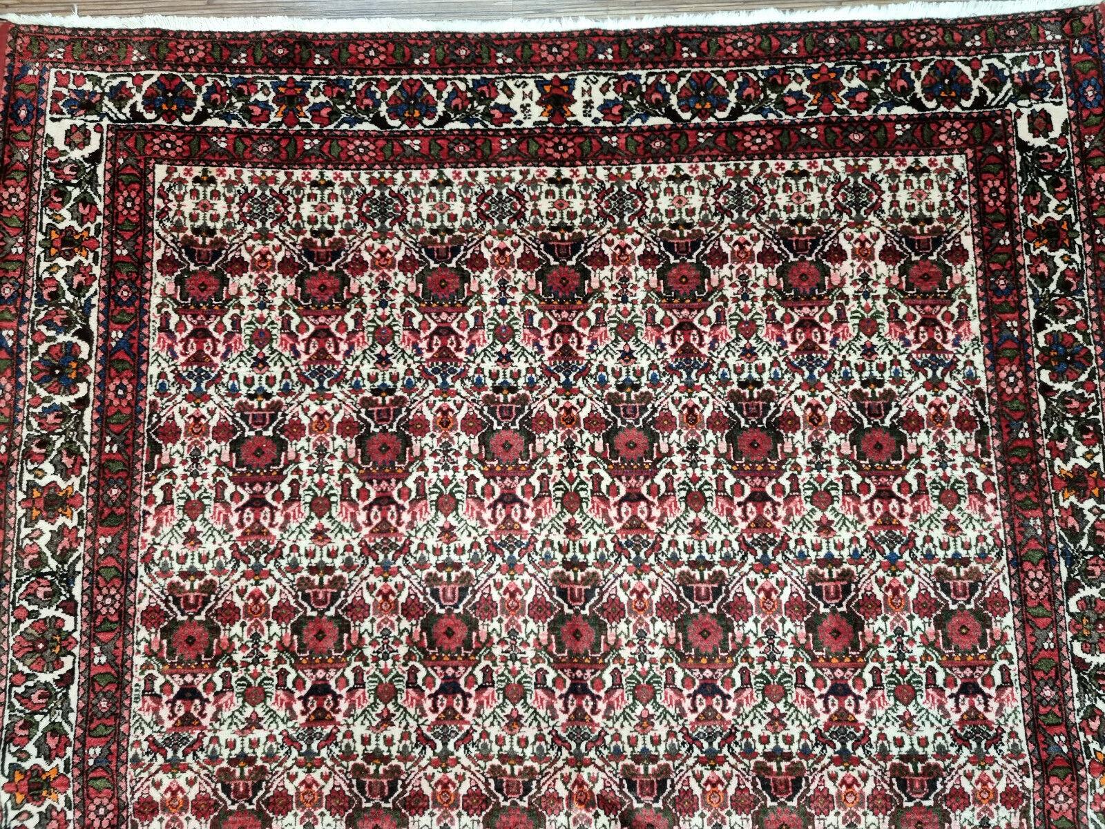 Handgefertigter Afshar-Teppich im persischen Stil im Vintage-Stil 4,9' x 6,5', 1950er Jahre - 1D97 (Frühes 20. Jahrhundert) im Angebot
