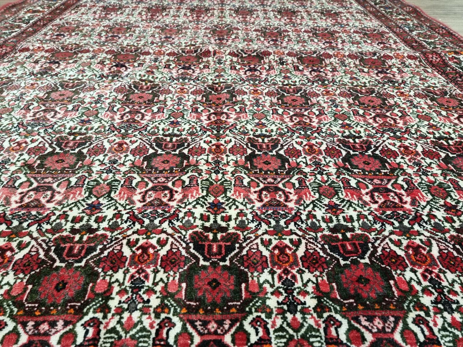 Handgefertigter Afshar-Teppich im persischen Stil im Vintage-Stil 4,9' x 6,5', 1950er Jahre - 1D97 im Angebot 2